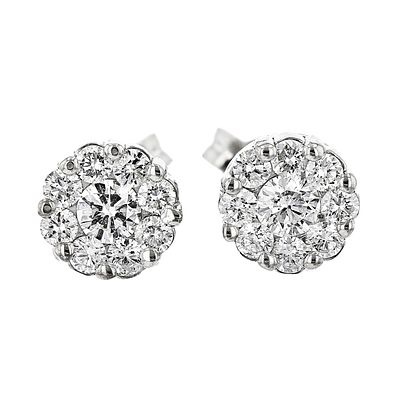 14K White Gold 0.95ctw Diamond Floral Stud Earrings 
An elegant pair of diamond stud earrings 