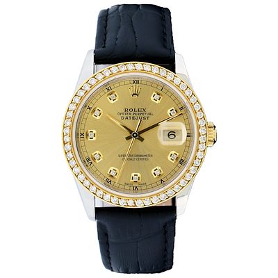 Rolex DateJust YG/SS 1.50ct Diam 36 Strap Watch. Rolex DateJust 36mm Two-Tone Diamond Strap 