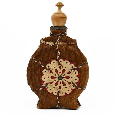 Vintage Fur Covered Decanter Flask. ABV1500 Unique vintage decorative flask or decanter 