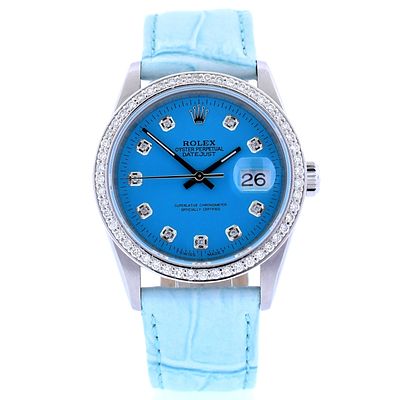 Rolex DateJust Diamond Blue Dial 36MM Wristwatch. Estimated Retail Replacement Value: $25,750.00 