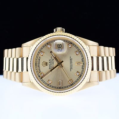 Rolex Day-Date 18K Gold President Diam 36 Watch. Estimated Retail Replacement Value: $43,725.00 