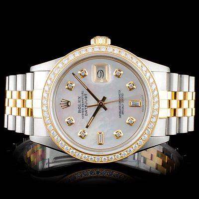Rolex YG/SS DateJust Diamond 36MM Watch. Estimated Retail Replacement Value: $20,250.00 Ref: 