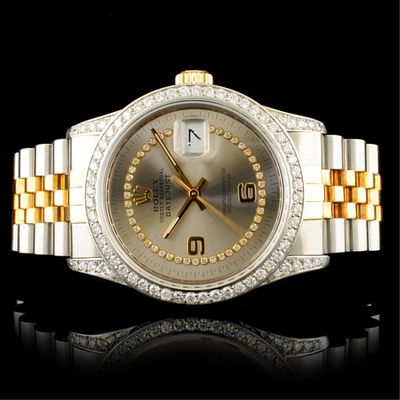 Rolex DateJust 1.50ctw Diamond 36MM Wristwatch. Rolex DateJust 36mm Two-Tone 1.50ctw Diamond 