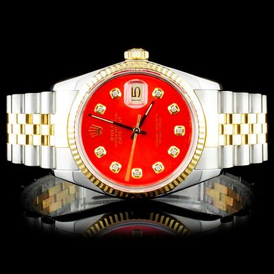 Rolex YG/SS 36MM DateJust Diamond Wristwatch. Estimated Retail Replacement Value: $12,250.00 