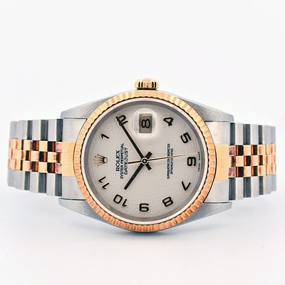 Rolex DateJust YG/SS Jubilee Arabic 36 Wristwatch. Estimated Retail Replacement Value: $22 