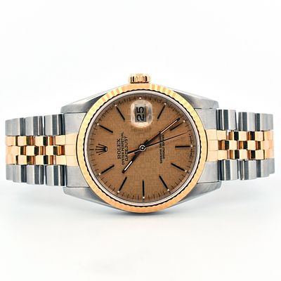 Rolex DateJust YG/SS Champagne Jubilee 36 Watch. A classic Rolex DateJust featuring a 36mm 