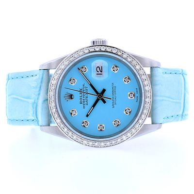 Rolex DateJust 36mm Tiffany Blue Diamond Watch A distinctive Rolex DateJust presented in the 