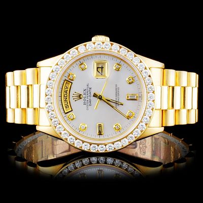 Rolex 18K YG Presidential Diamond Wristwatch. Rolex Day-Date 18K Yellow Gold Diamond Wristwatch 