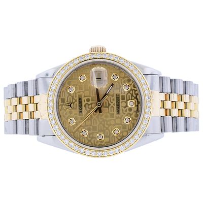 Rolex DateJust YG/SS Jubilee 1.50ct Diamond 36 Wat. Estimated Retail Replacement Value: $21 