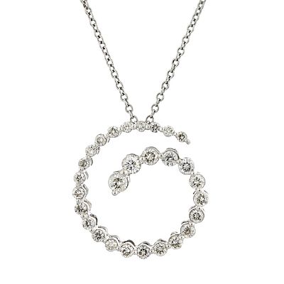14K White Gold 0.65ctw Diamond Spiral Pendant. Estimated Retail Replacement Value: $2,462.00 