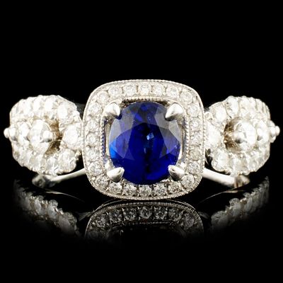 18K Gold 0.90ct Sapphire & 0.90ctw Diamond Ring. Estimated Retail Replacement Value: $11,620.00 