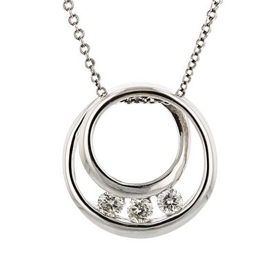 14K White Gold 0.15ctw Diamond Pendant. This 14K white gold pendant features round-cut natural 