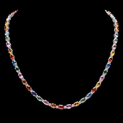 14k Gold 27.00ct Sapphire & 1.25ct Diamond Necklac. Estimated Retail Replacement Value: $21 