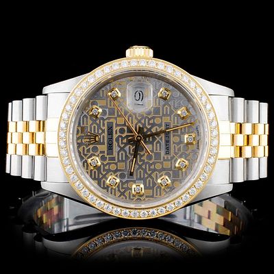 Rolex YG/SS DateJust Diamond 36MM Watch. This Rolex DateJust features a 36mm stainless steel 