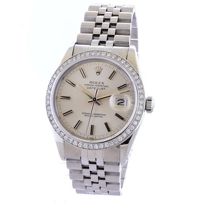 Rolex DateJust SS Index 1.50ct Diam 36 Wristwatch. Estimated Retail Replacement Value: $20 