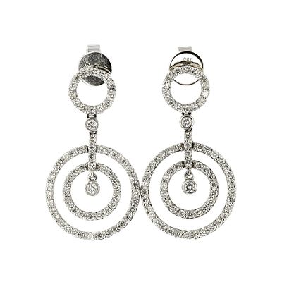 18K White Gold 2.10ctw Diamond Dangling Earrings. Estimated Retail Replacement Value: $14,850.00 