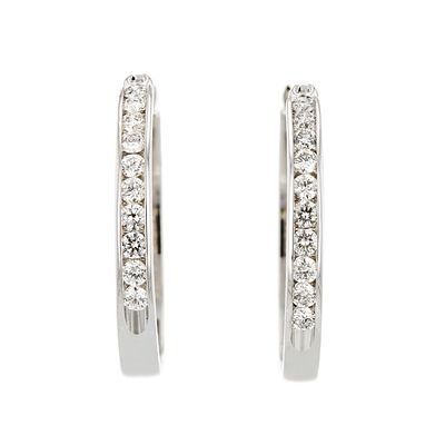 14K White Gold 0.80ctw Diamond Hoop Earrings. Estimated Retail Replacement Value: $8,550.00 Ref: 
