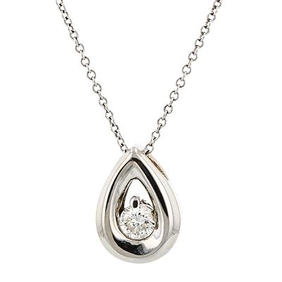 14K White Gold 1.75ctw Diamond Pendant. 14K White Gold 1.75ct Diamond Pendant Necklace An 