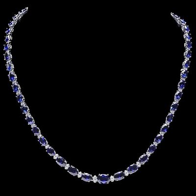14k Gold 30.00ct Sapphire & 1.00ct Diam Necklace. Ref: BEL10200 - Item No.: ARA-CRA098 
A 