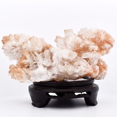 Aragonite Crystal Cluster on Carved Hardwood Stand. ABV1840 Description: A striking natural 