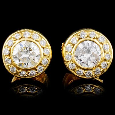 18K Gold 1.15ctw Diamond Earrings. Estimated Retail Replacement Value: $9,100.00 Ref: BAS5200 