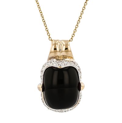 14K Yellow Gold Black Onyx & 0.20ctw Diamond Penda. Estimated Retail Replacement Value: $4 