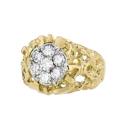 14K Yellow Gold 1.00ctw Diamond Nugget Ring. Estimated Retail Replacement Value: $7,992.00 Ref: 