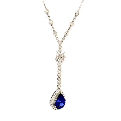 18K Gold 5.56ct Tanzanite & 1.12ct Diamond Necklac. Estimated Retail Replacement Value: $16 