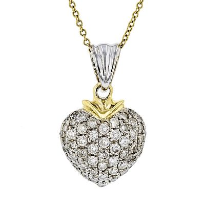 18K Two-Tone Gold 0.90ctw Diamond Pendant. Estimated Retail Replacement Value: $7410.00 Ref: 