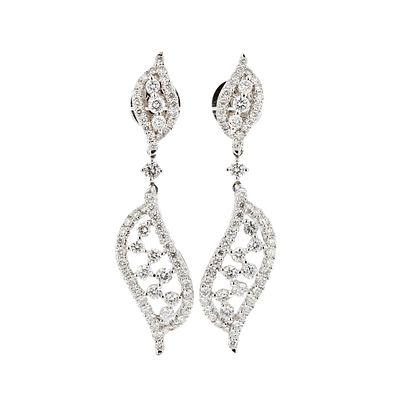 18K White Gold 1.65ctw Diamond Drop Earrings. Estimated Retail Replacement Value: $9,120.00 Ref: 