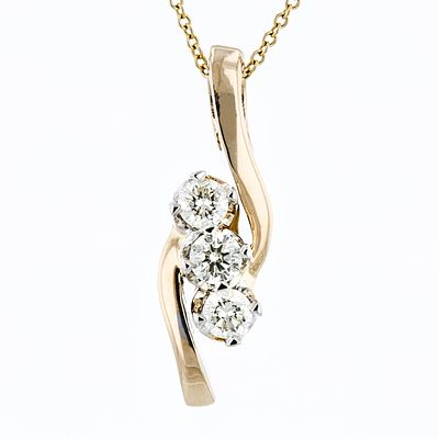 14K Two Tone Gold 0.50ctw Diamond Pendant with Cha. Estimated Retail Replacement Value: $7 