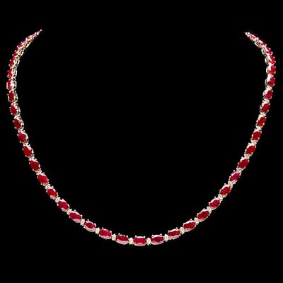 14k Gold 27.00ct Ruby & 1.25ct Diamond Necklace. Estimated Retail Replacement Value: $23,700.00 
