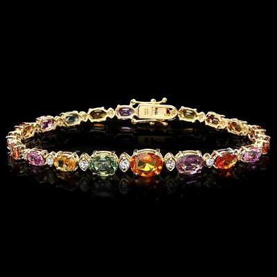 14k Gold 15.00ct Sapphire & 0.70ct Diamond Bracele. Estimated Retail Replacement Value: $12 