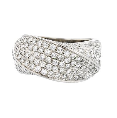 18K White Gold 2.90ctw Diamond Pave Cluster Band. Estimated Retail Replacement Value: $12,111.00 