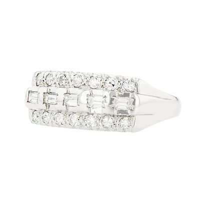 14K White Gold 0.50ctw Diamond Ring. This 14K white gold ring is set with round &amp; 