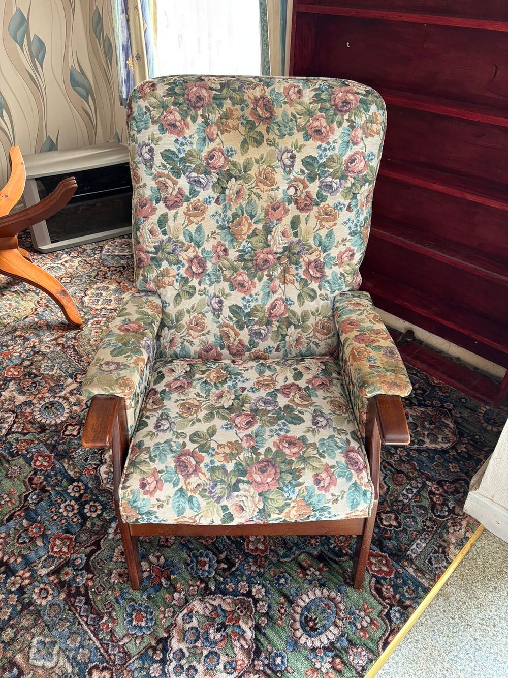 Lot 223: A Mid-20th Century High-back Upholstered Fireside Armchair