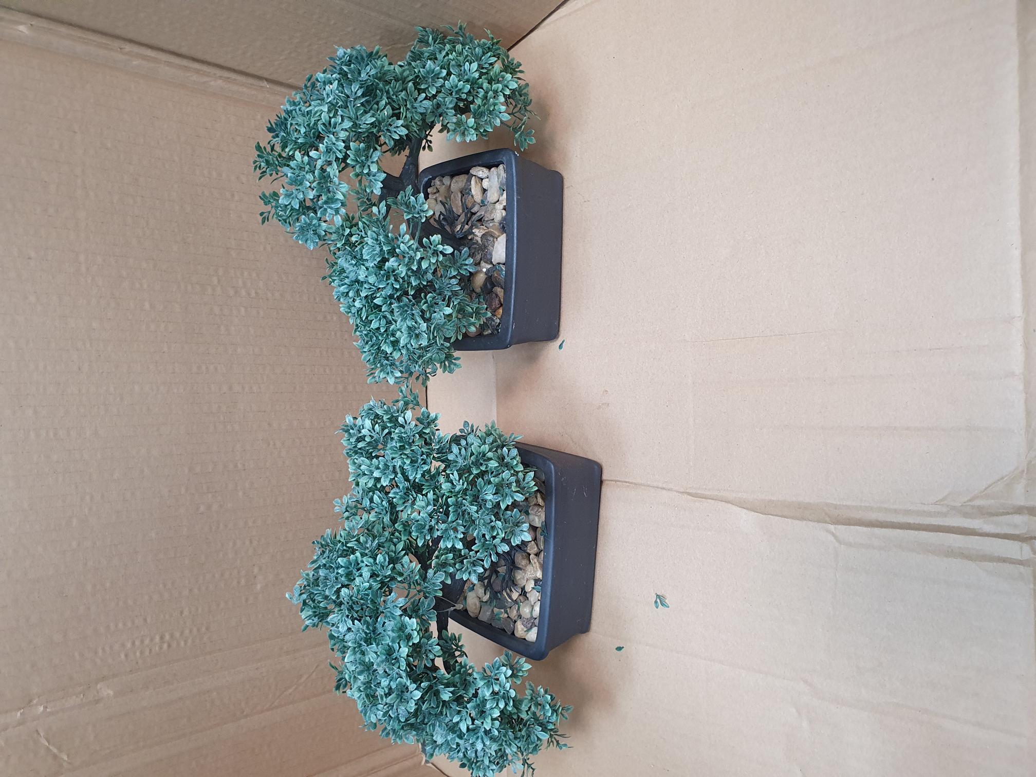 A Pair of Contemporary Artificial Decorative Bonsai Trees