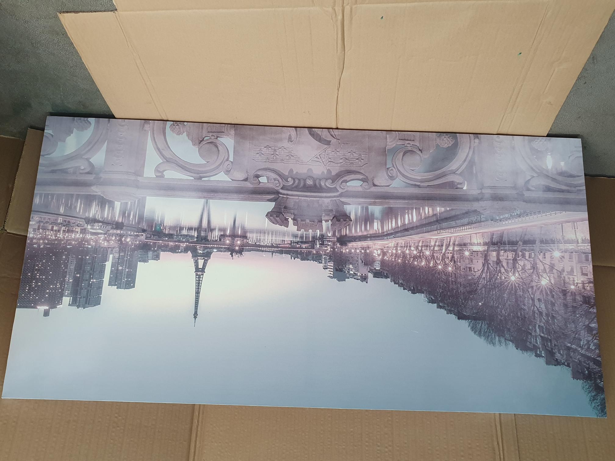 Large Digital Print on Canvas Depicting Paris at Night