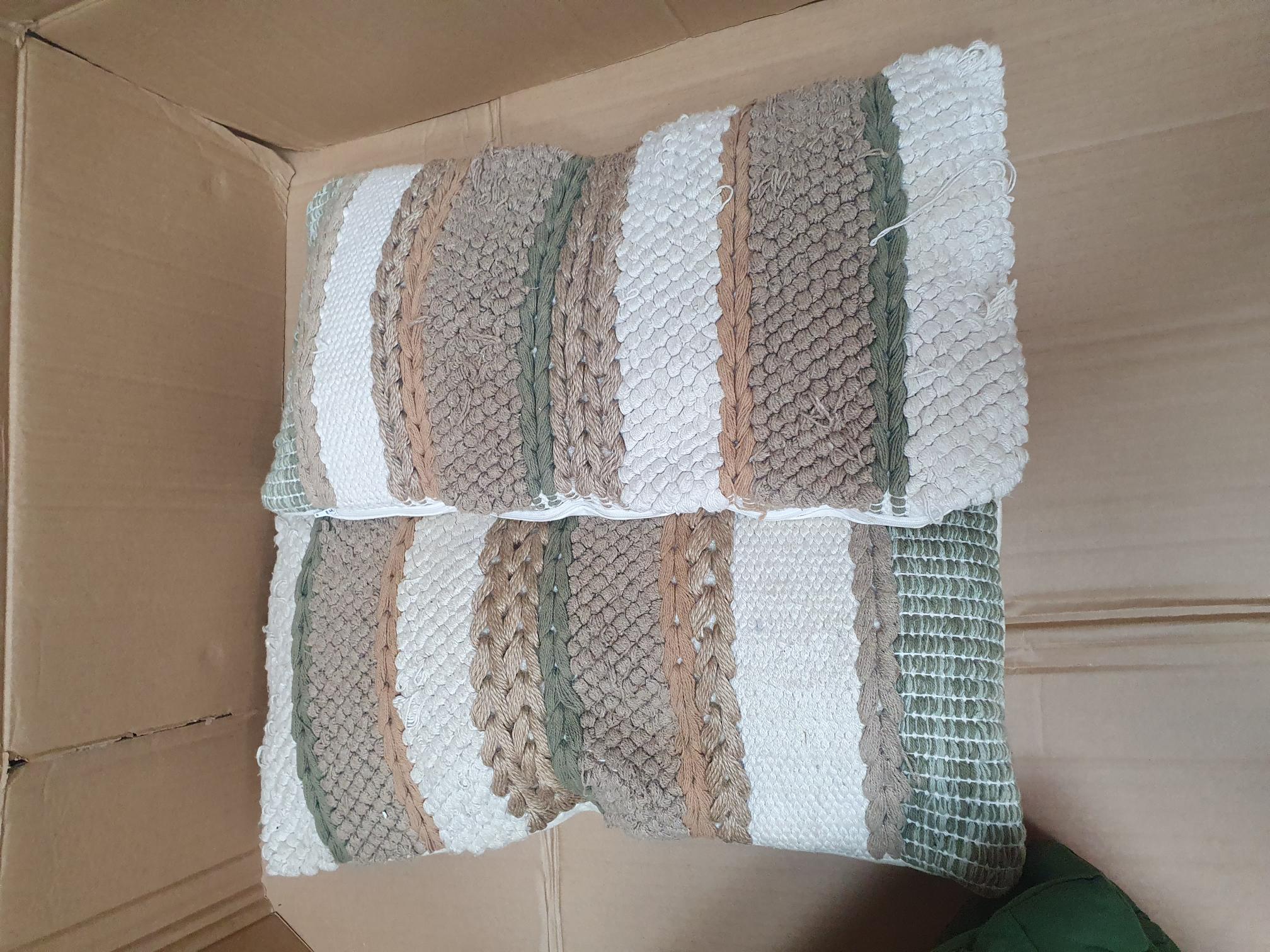 A Pair of Contemporary Bohemian Style Woven Decorative Cushions