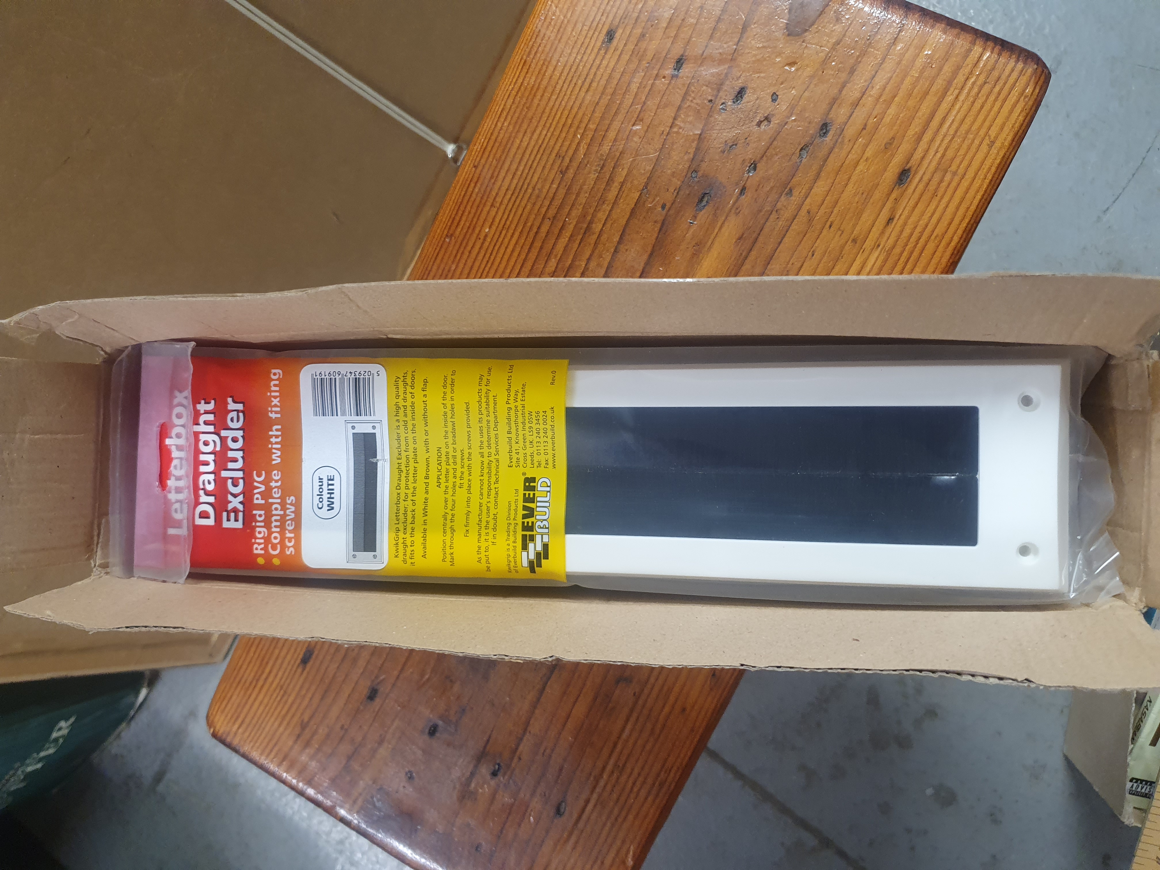Ten Everbuild KwikGrip White Rigid PVC Letterbox Draught Excluders with Fixings, New in Packaging