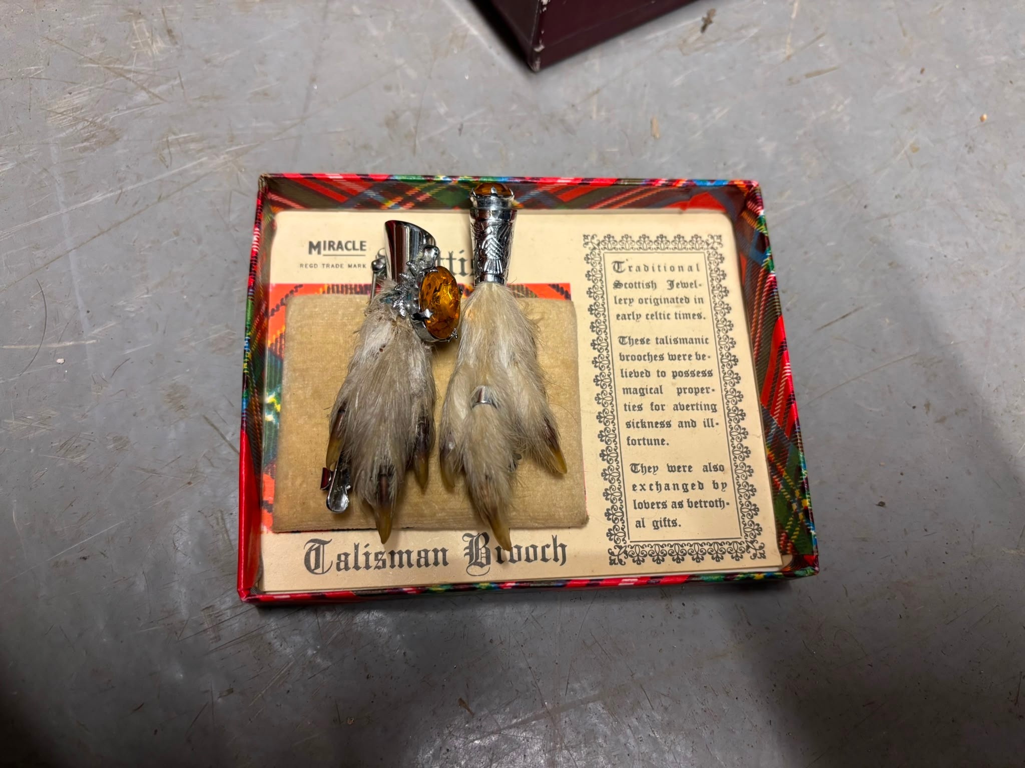 A Pair of Vintage Scottish Miracle Grouse Foot Talisman Brooches