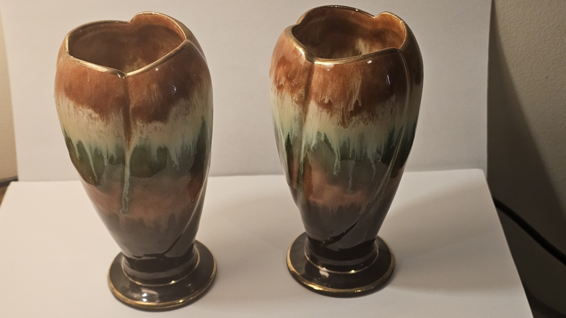 A Pair of West German Art Pottery Drip Glaze Vases