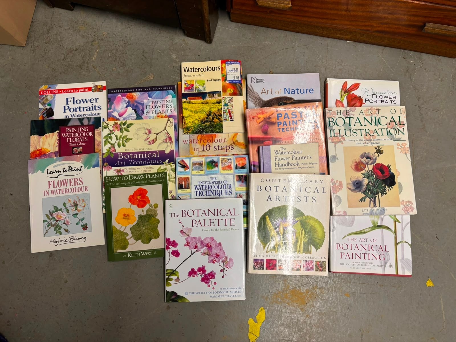 A Collection of Botanical Illustration and Watercolour Technique Books, Various Publishers. (DJ)