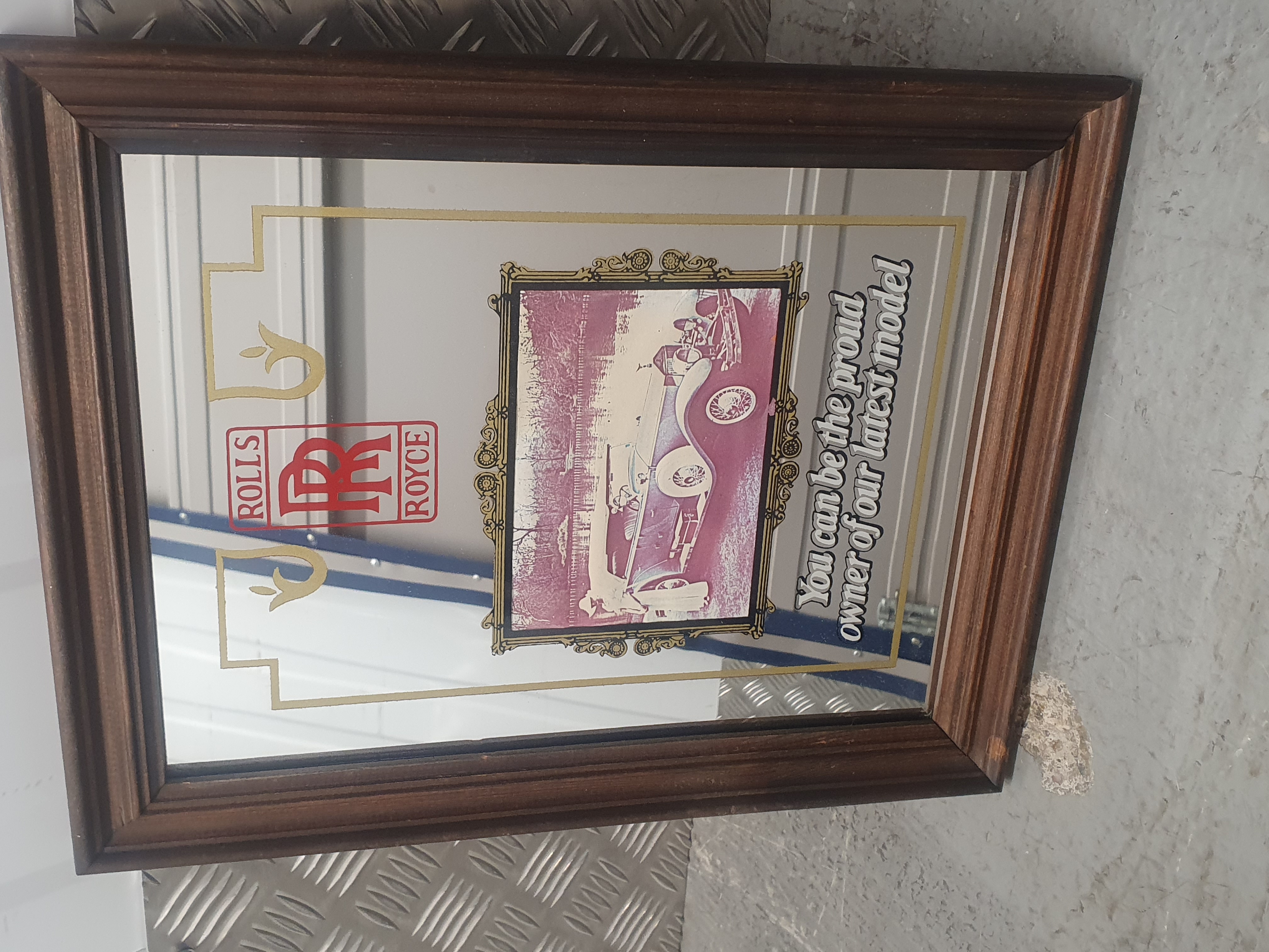 A Vintage Rolls-Royce Decorative Advertising Mirror