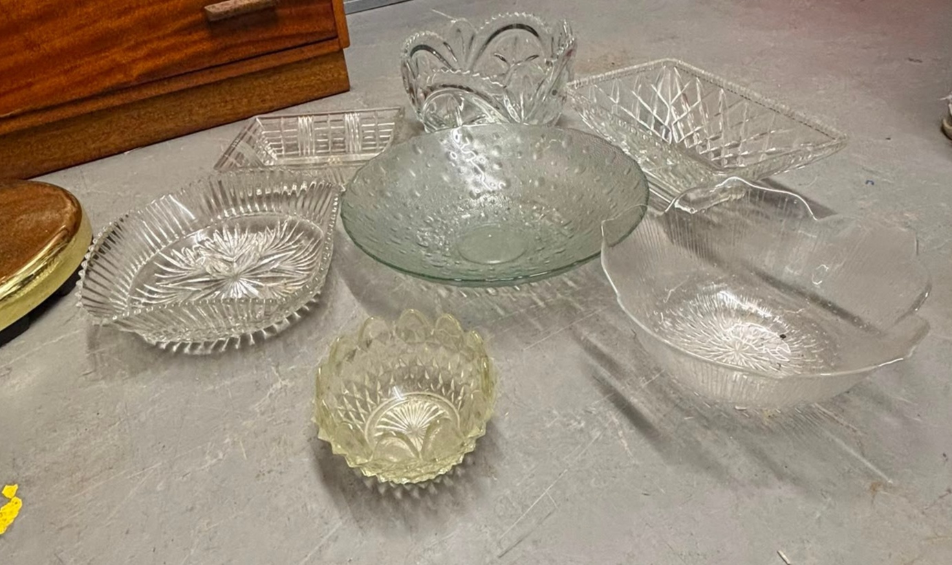 A Collection of Seven Mid-20th Century Pressed Glass Bowls and Serving Dishes