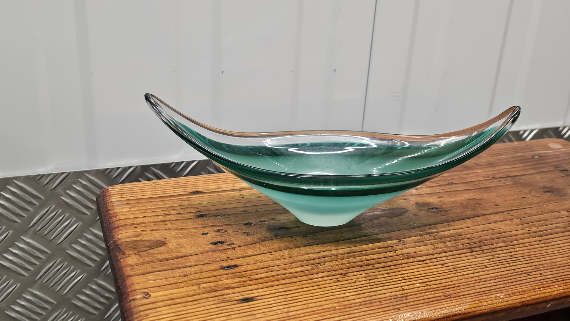 Mid-Century Style Sommerso Art Glass Gondola Bowl