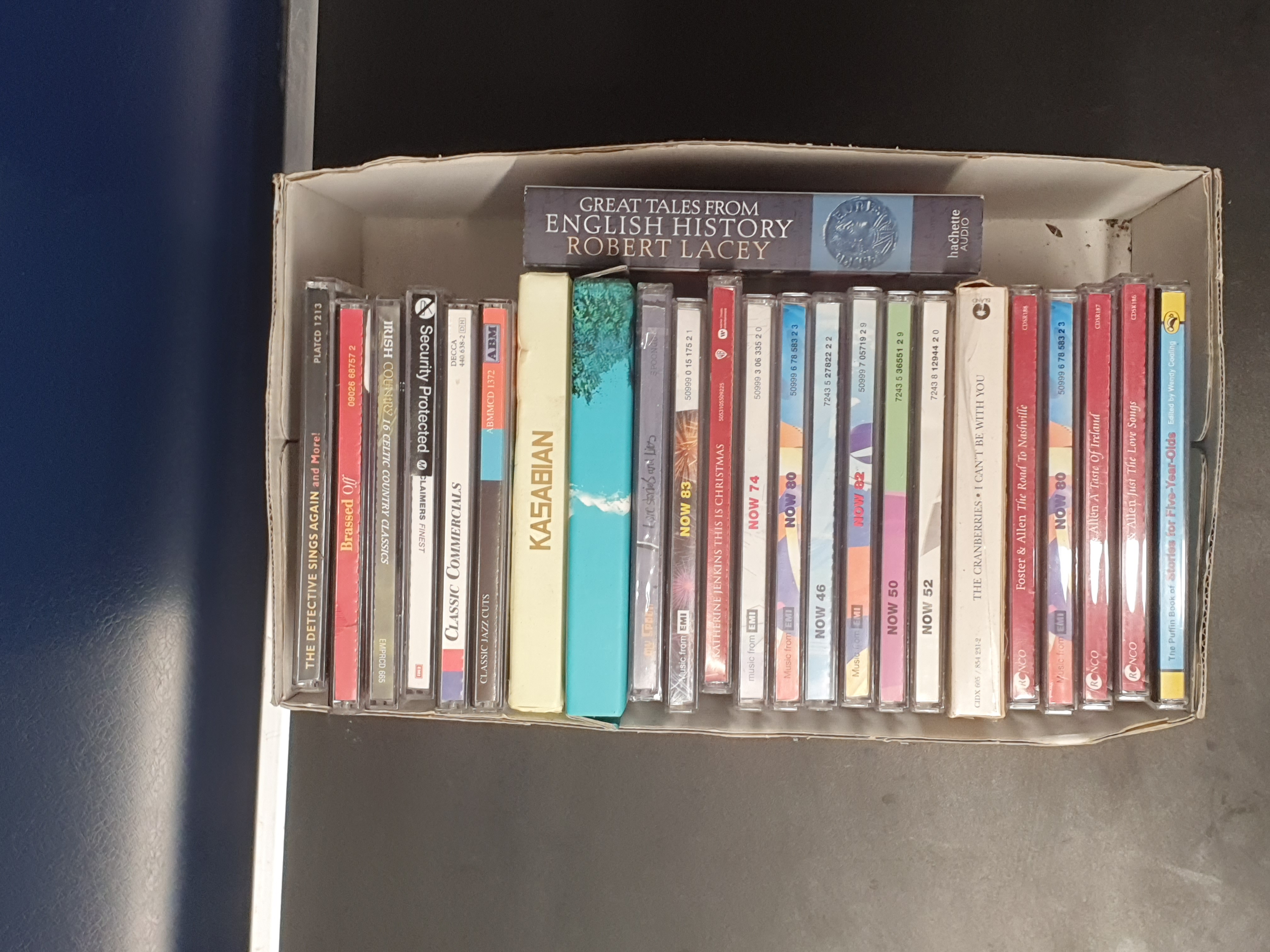 A Collection of Music CDs and Audiobooks Including Now That's What I Call Music Compilations and Robert Lacey English History Box Set