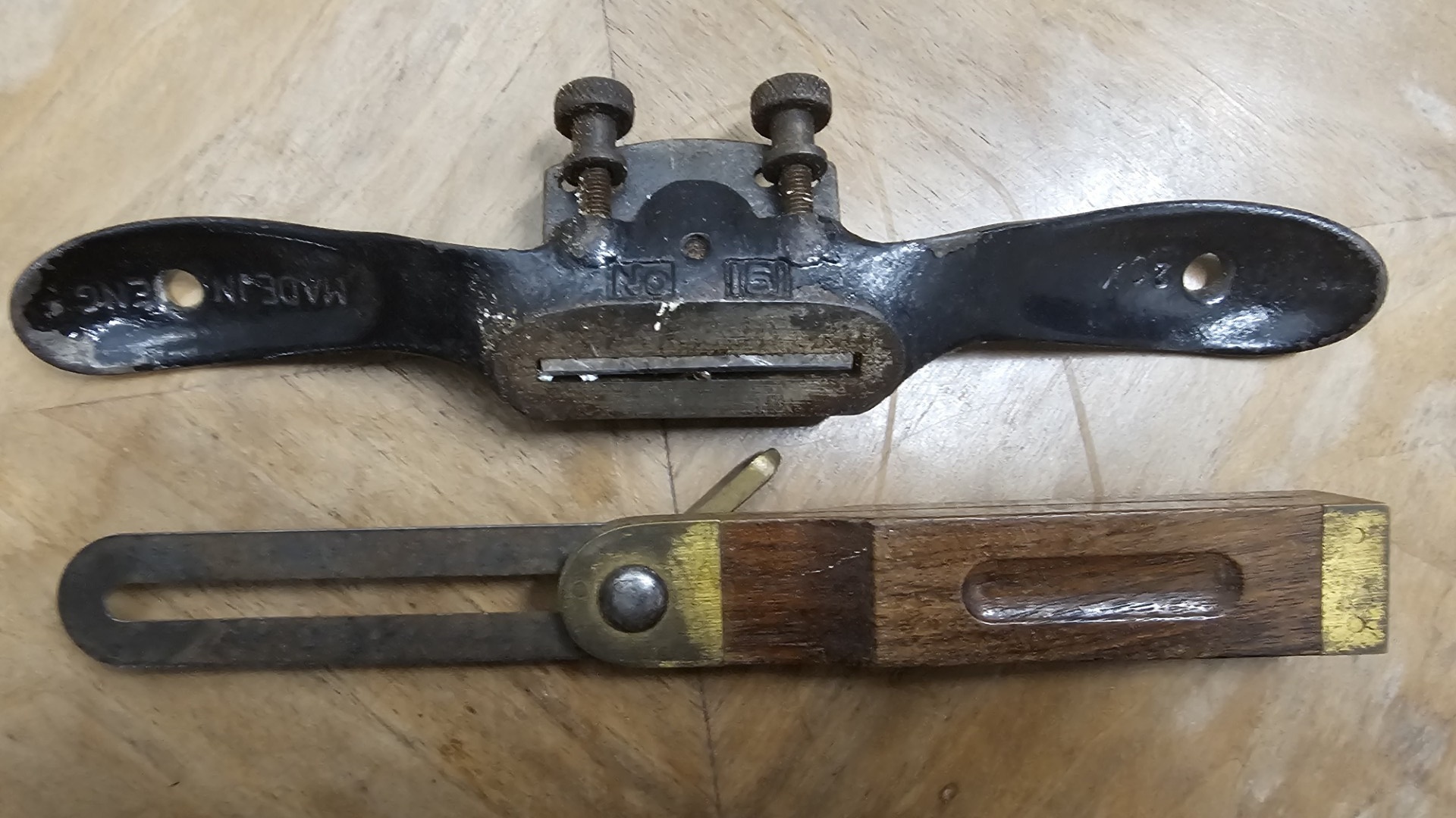 Two Vintage Stanley Woodworking Tools comprising a Stanley No. 151 Adjustable Spokeshave and a Stanley Sliding T-Bevel, Both Good Condition