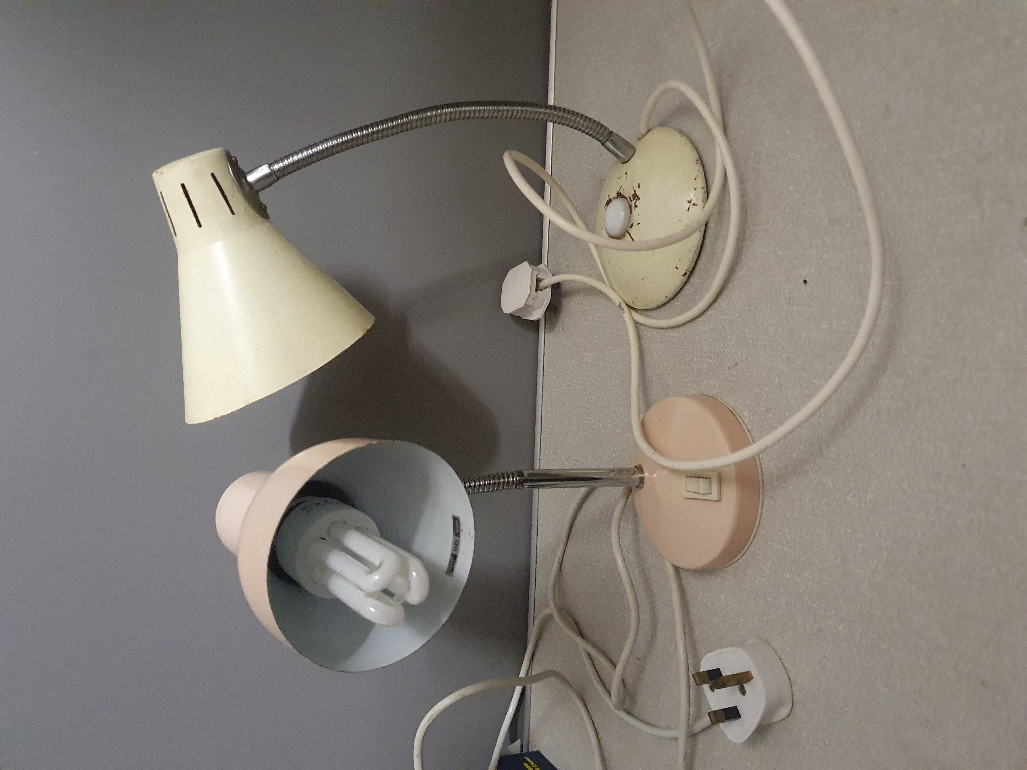 Two vintage gooseneck desk lamps, including an example by Searchlight