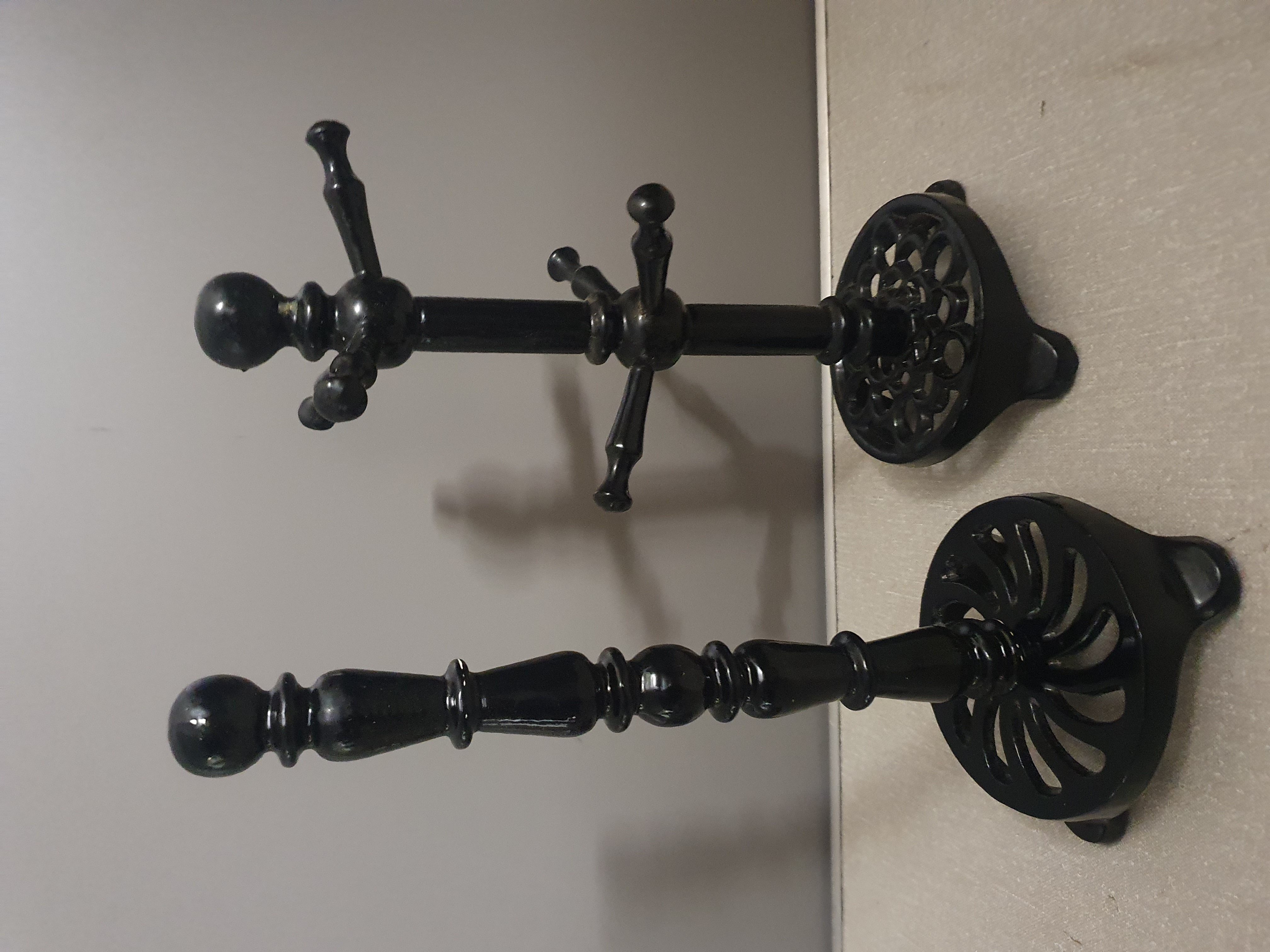 Two Victorian Style Black-Painted Cast Iron Kitchen Accessories